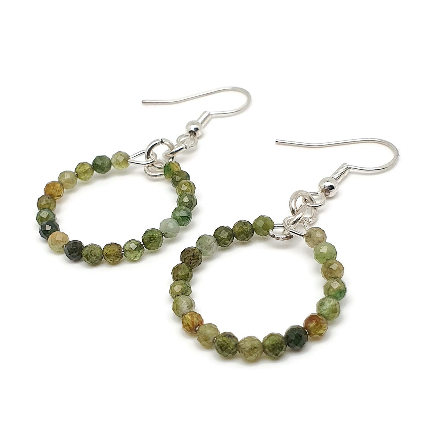 Colourful Tourmaline Beaded Hoop Earrings Dangle Drop