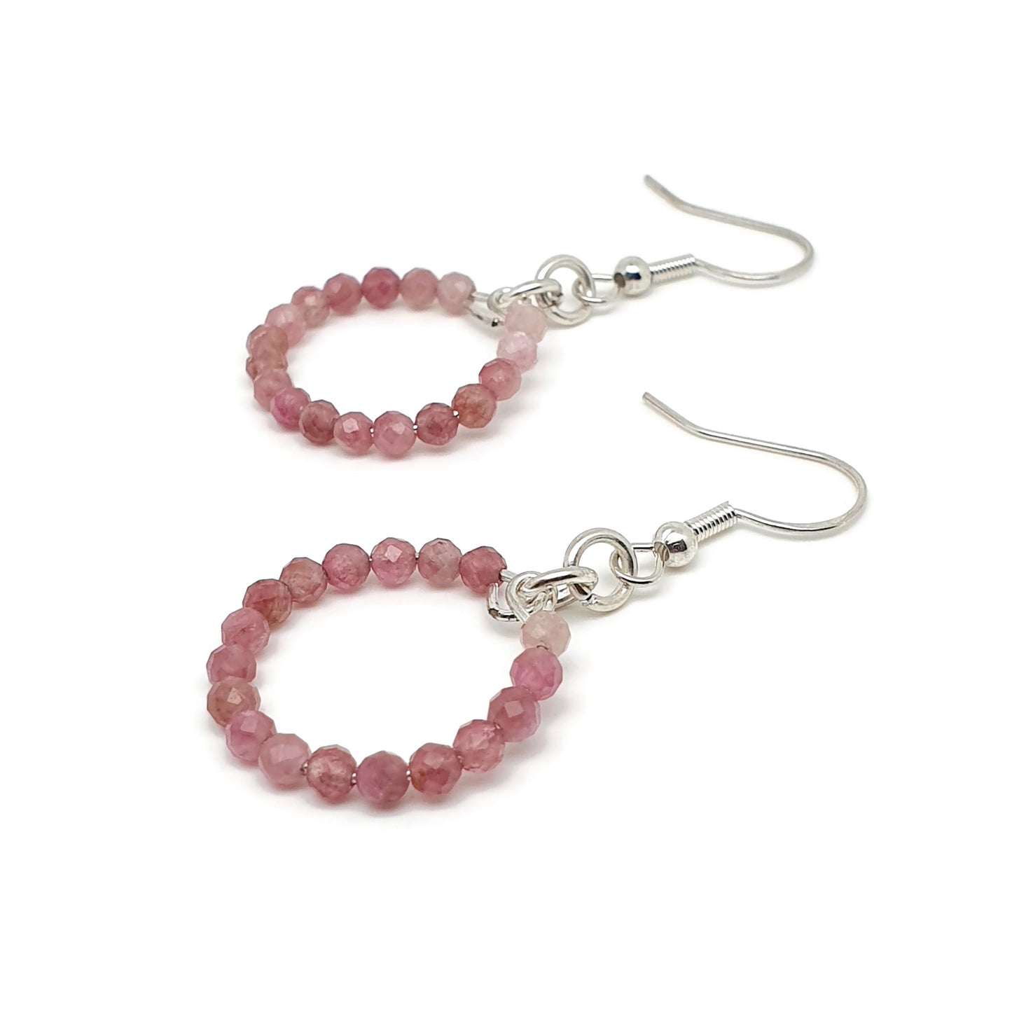 Colourful Tourmaline Beaded Hoop Earrings Dangle Drop