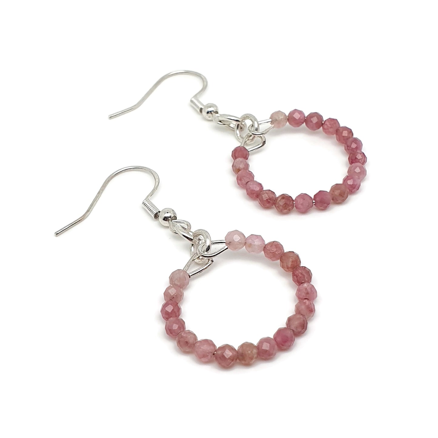 Colourful Tourmaline Beaded Hoop Earrings Dangle Drop