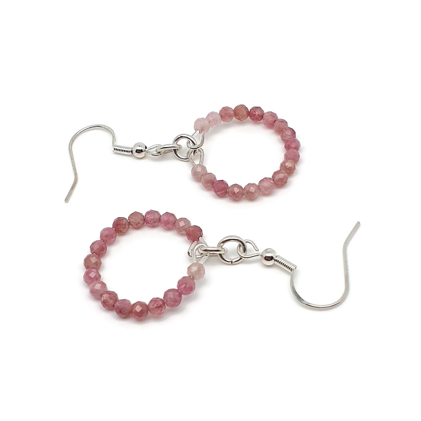 Colourful Tourmaline Beaded Hoop Earrings Dangle Drop