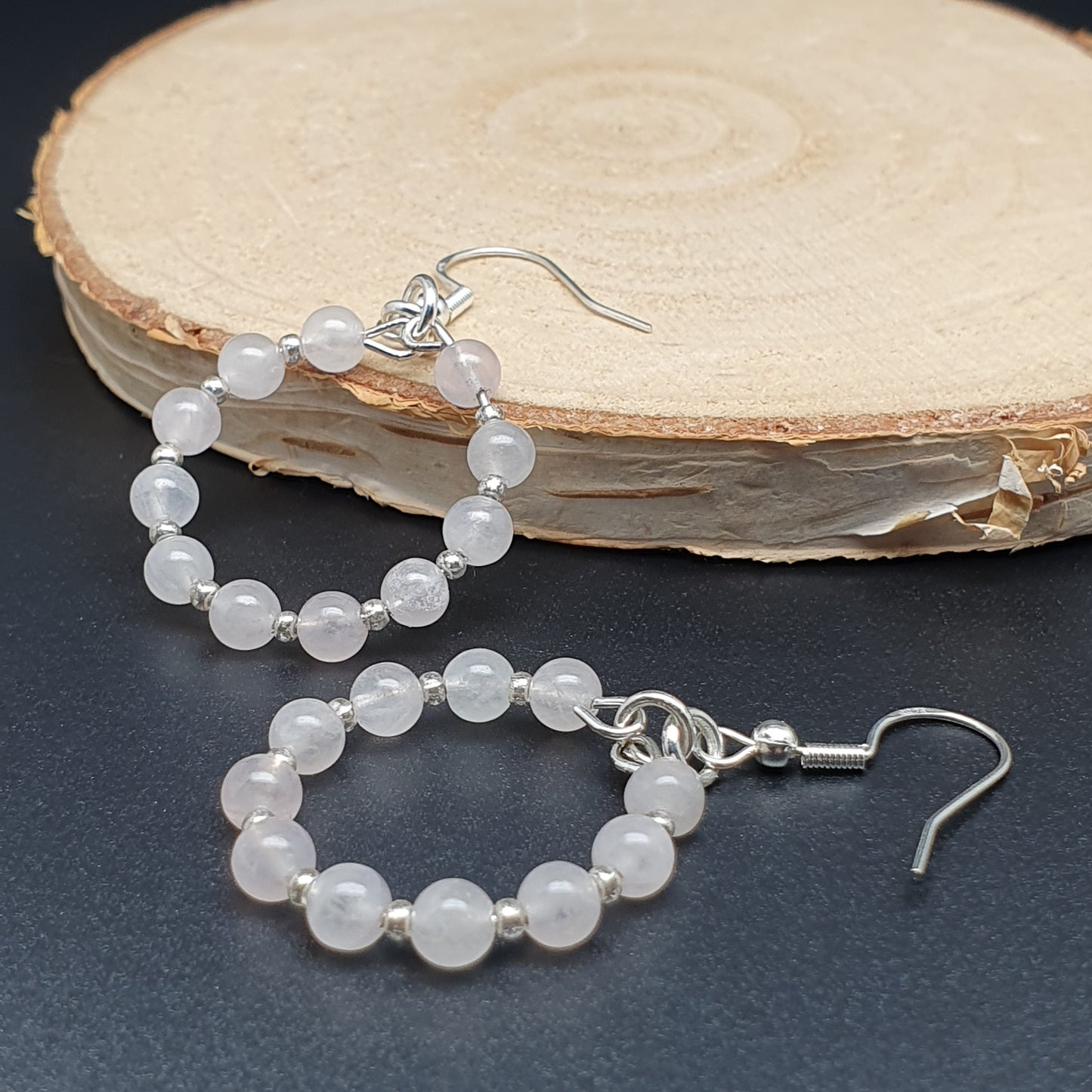 Dangle Drop Beaded Hoop Earrings Natural Gemstone