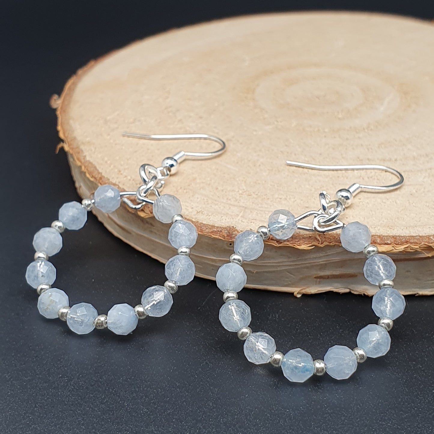 Dangle Drop Beaded Hoop Earrings Natural Gemstone