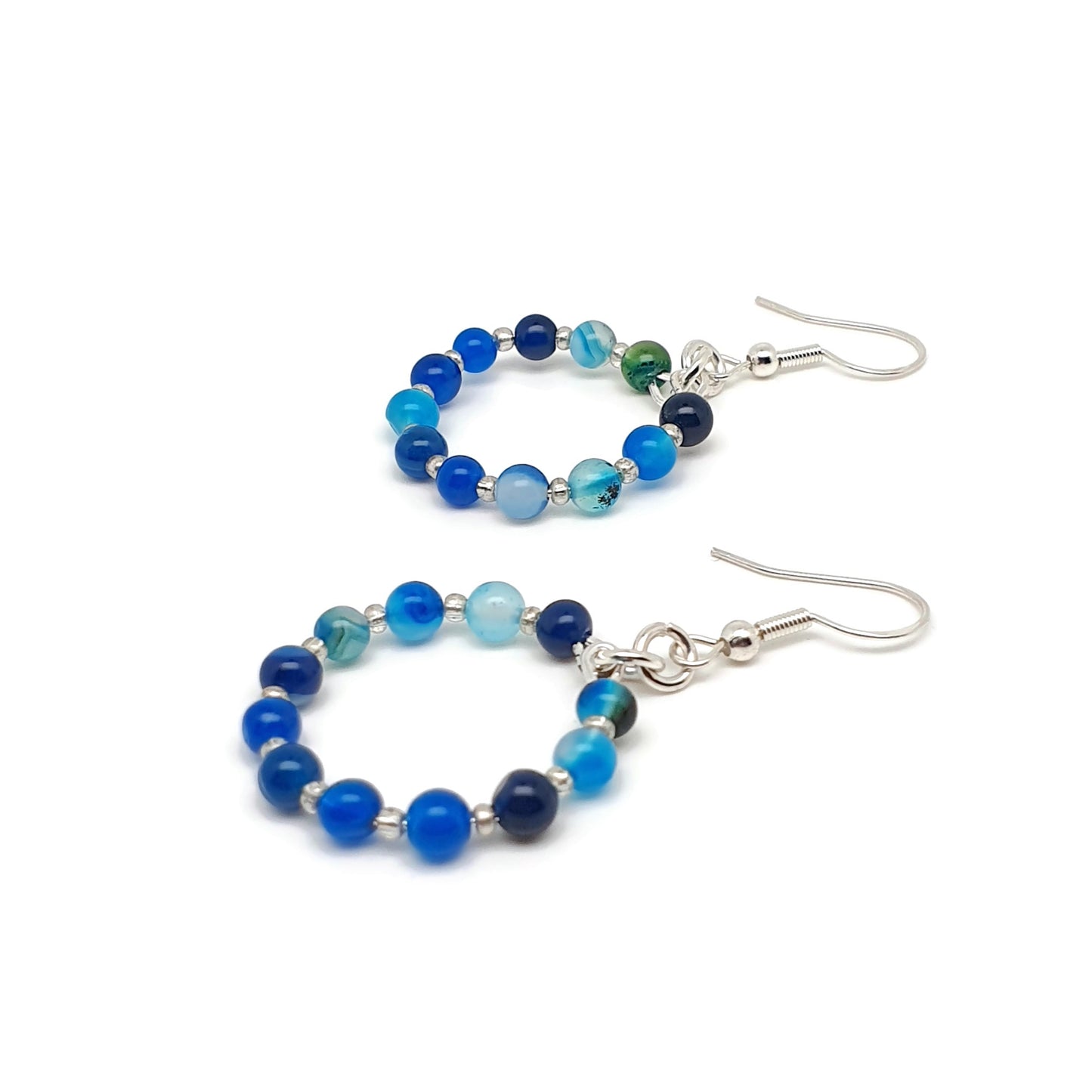 Dangle Drop Beaded Hoop Earrings Natural Gemstone