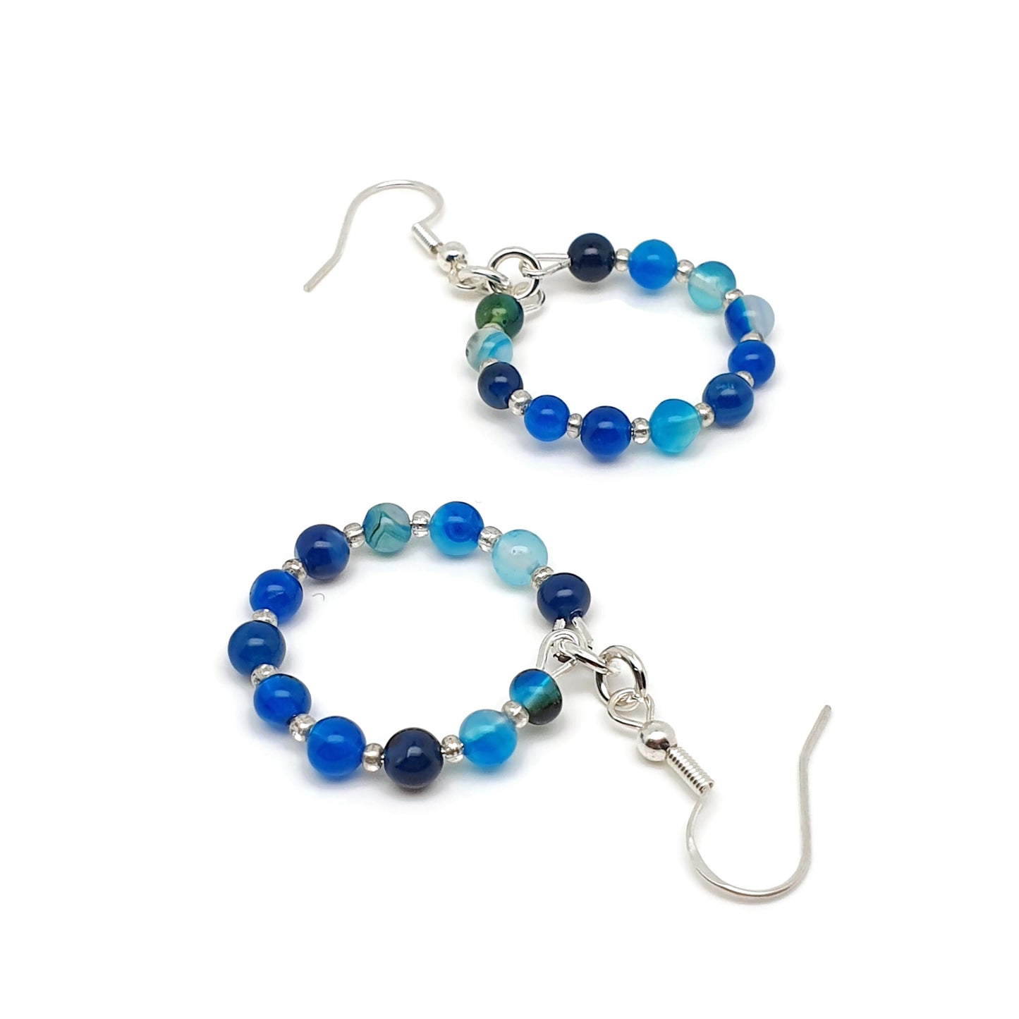 Dangle Drop Beaded Hoop Earrings Natural Gemstone