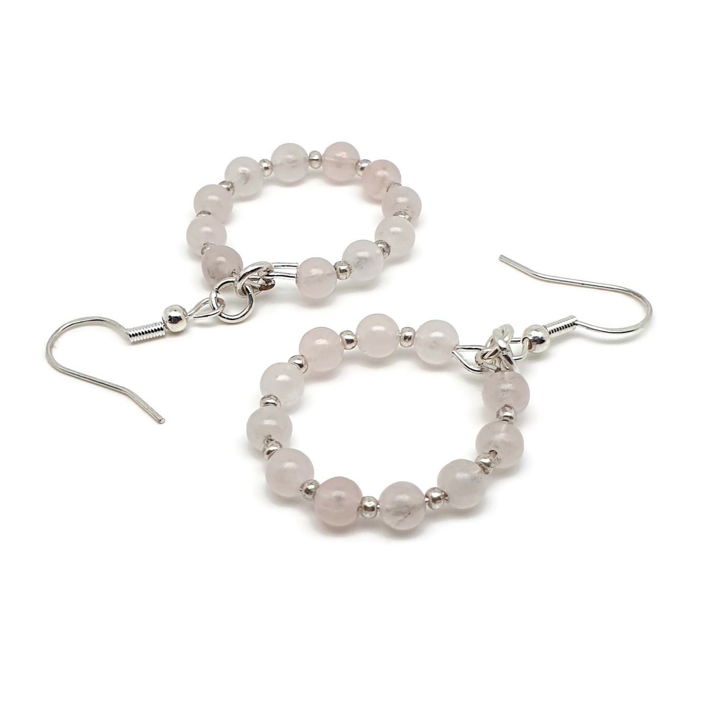 Dangle Drop Beaded Hoop Earrings Natural Gemstone