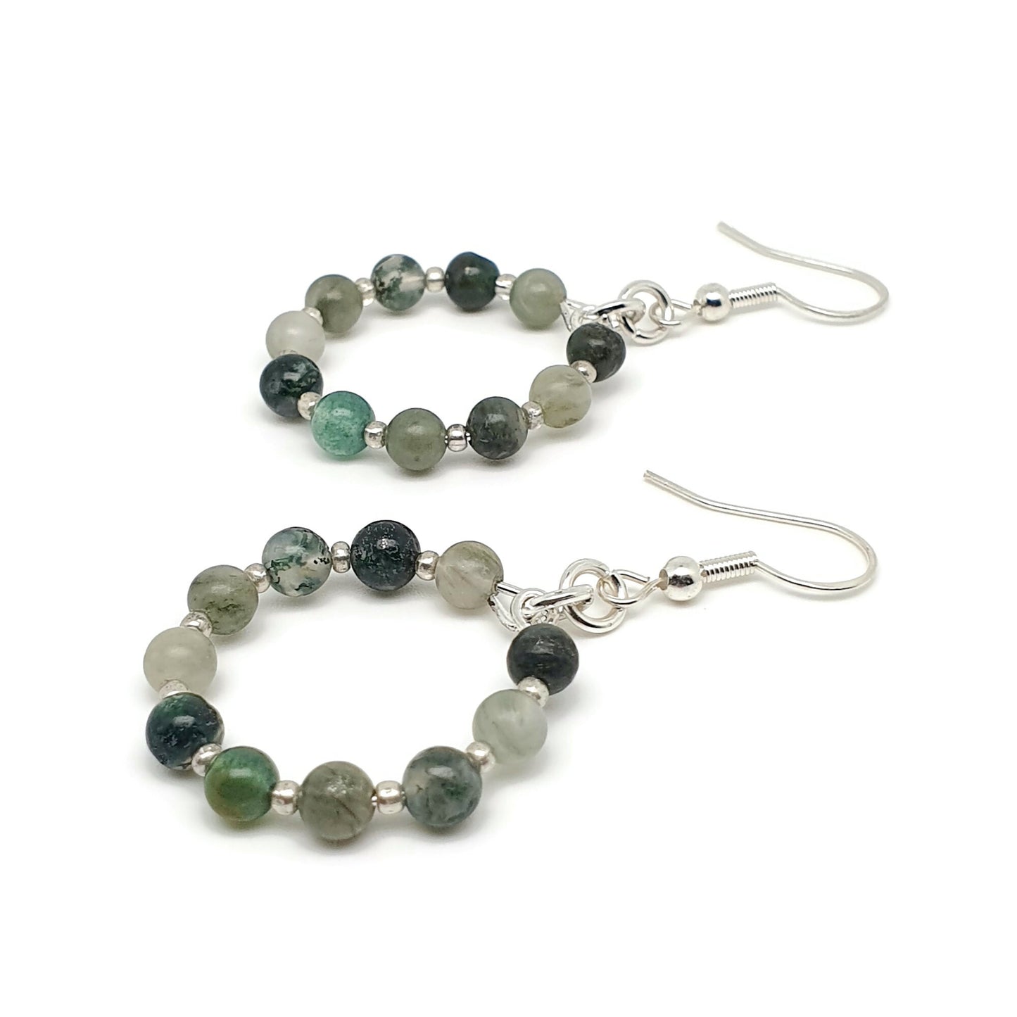 Dangle Drop Beaded Hoop Earrings Natural Gemstone