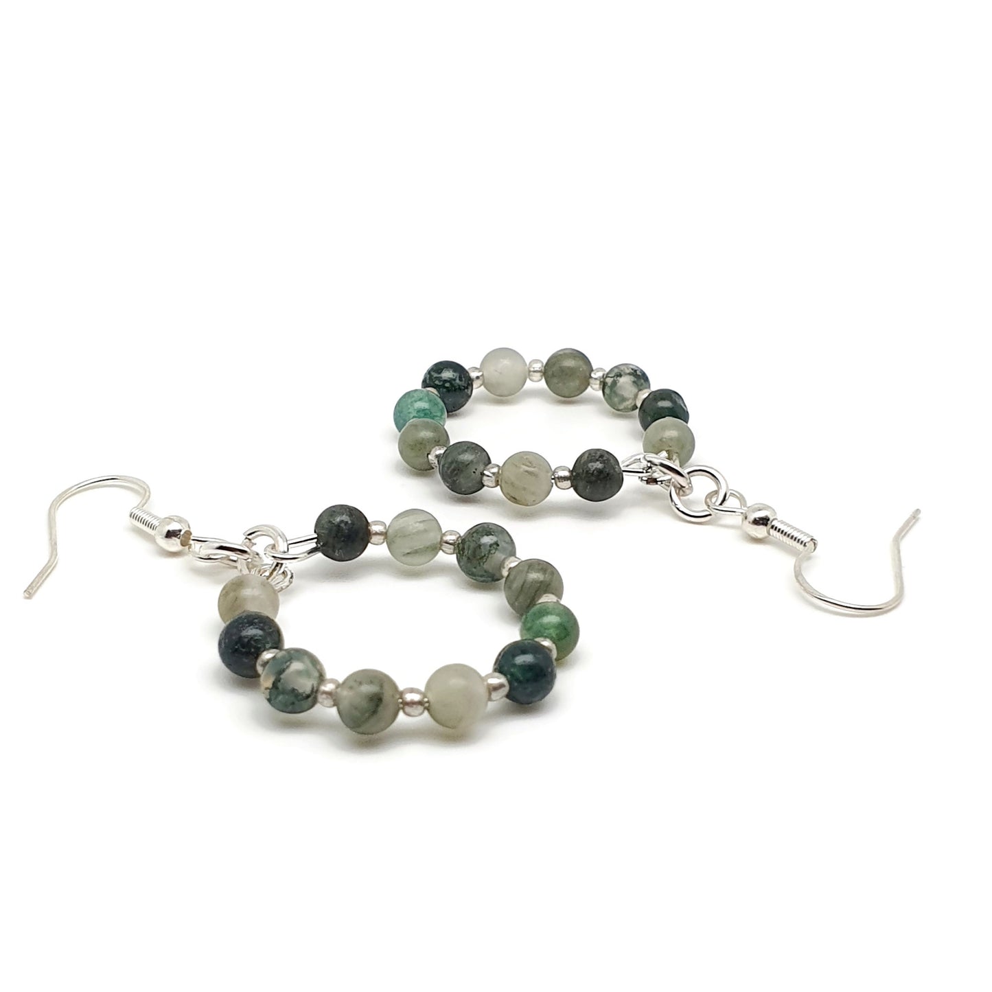 Dangle Drop Beaded Hoop Earrings Natural Gemstone