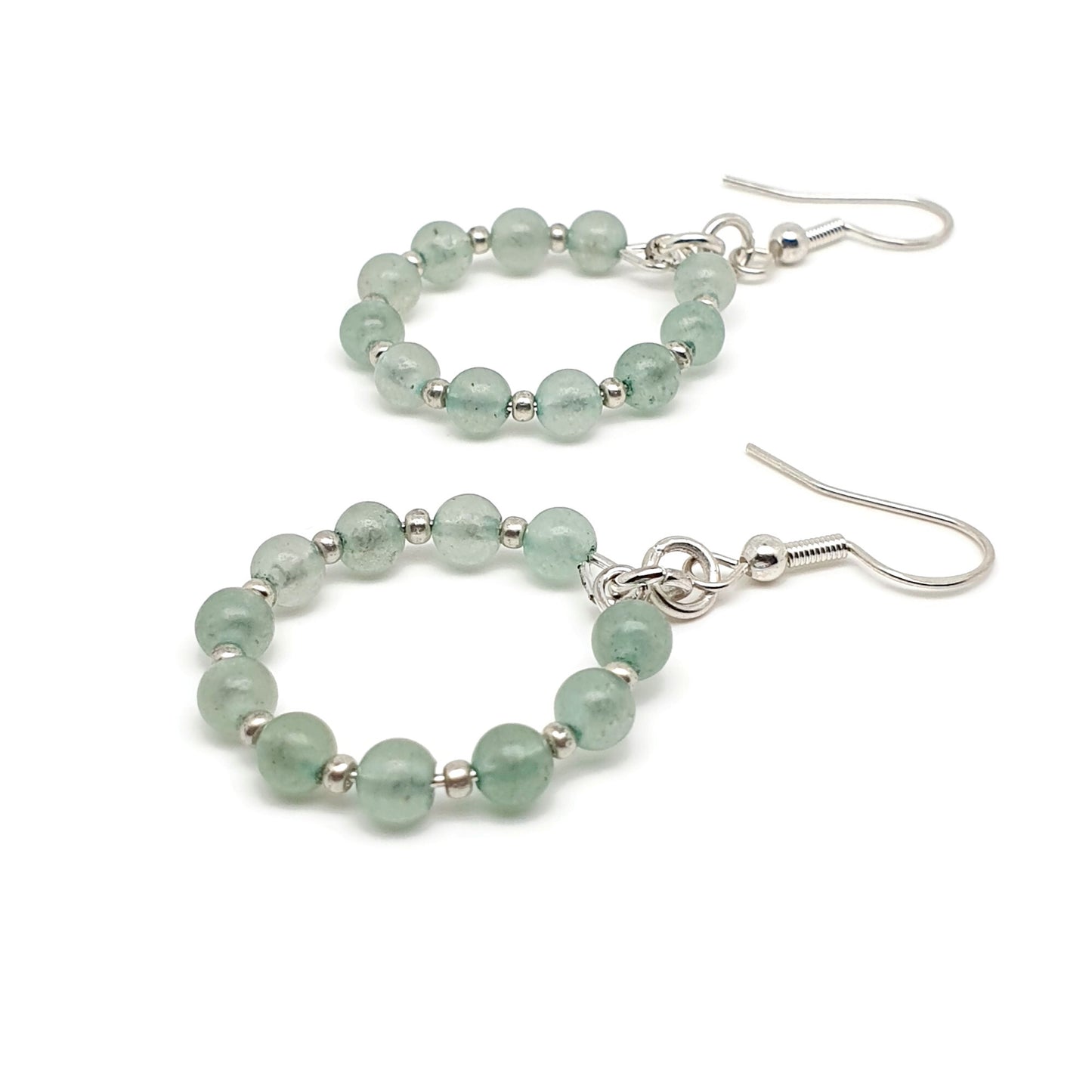 Dangle Drop Beaded Hoop Earrings Natural Gemstone