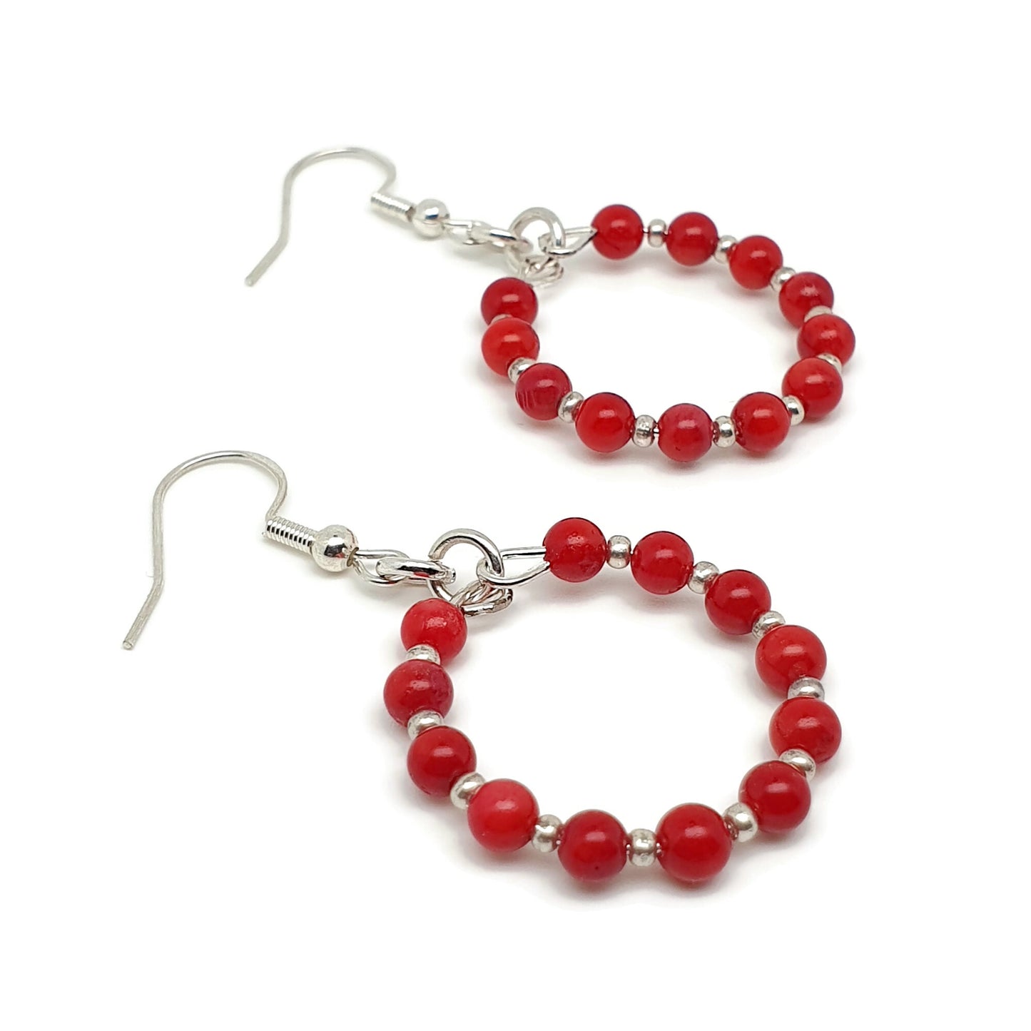 Dangle Drop Beaded Hoop Earrings Natural Gemstone