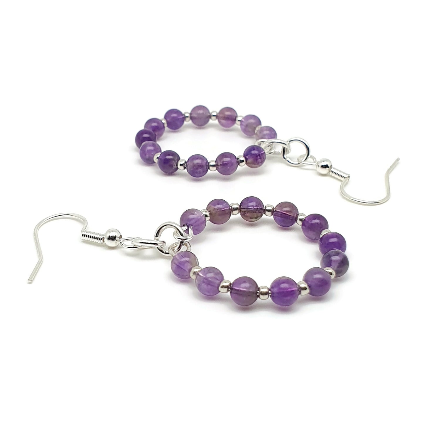 Dangle Drop Beaded Hoop Earrings Natural Gemstone