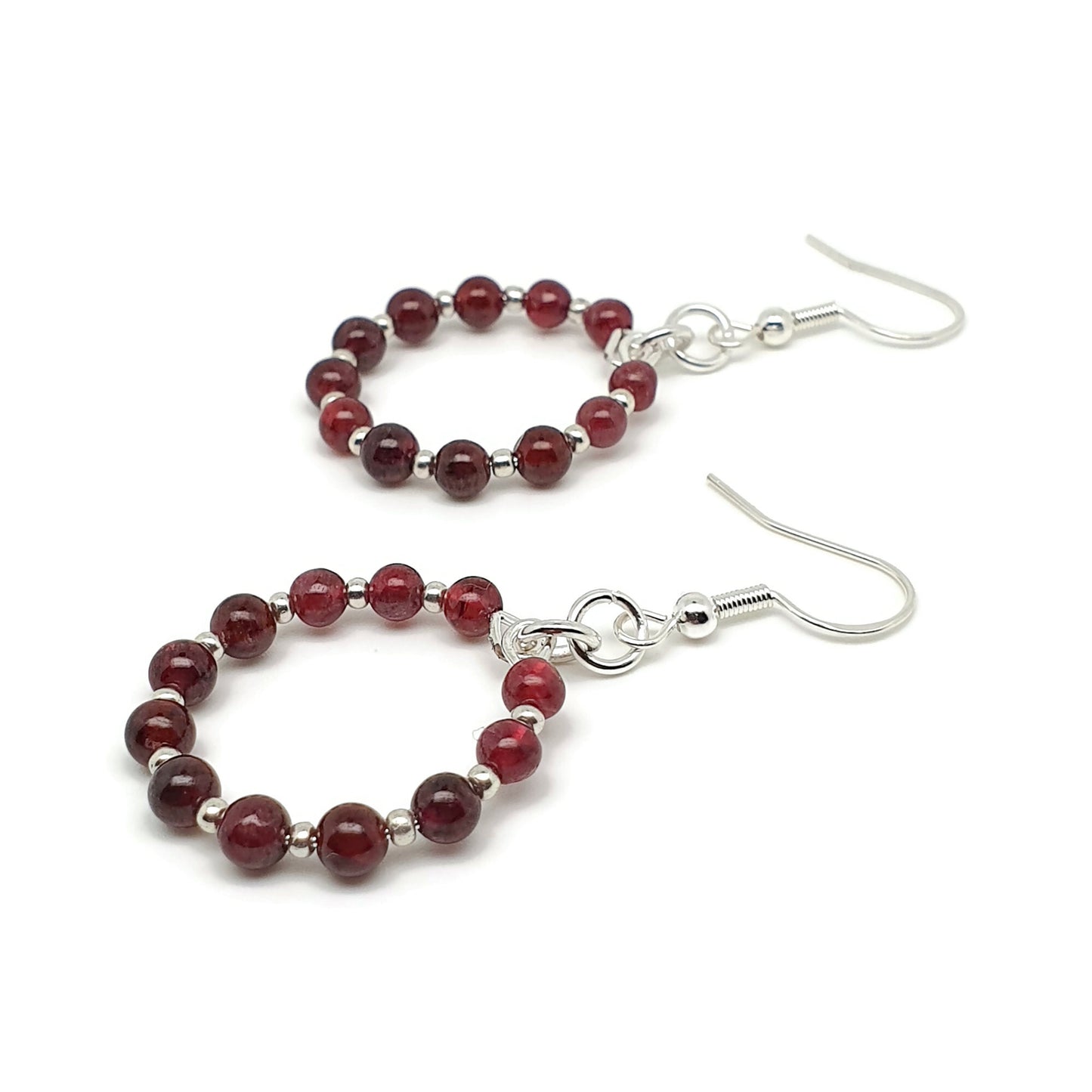 Dangle Drop Beaded Hoop Earrings Natural Gemstone