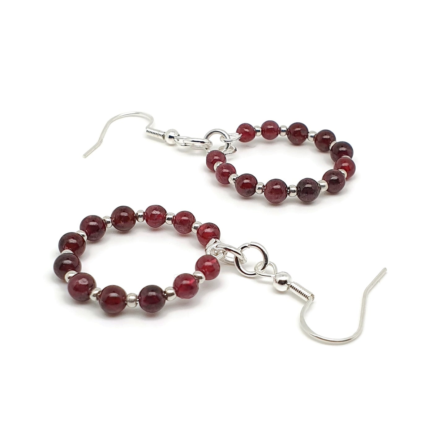 Dangle Drop Beaded Hoop Earrings Natural Gemstone