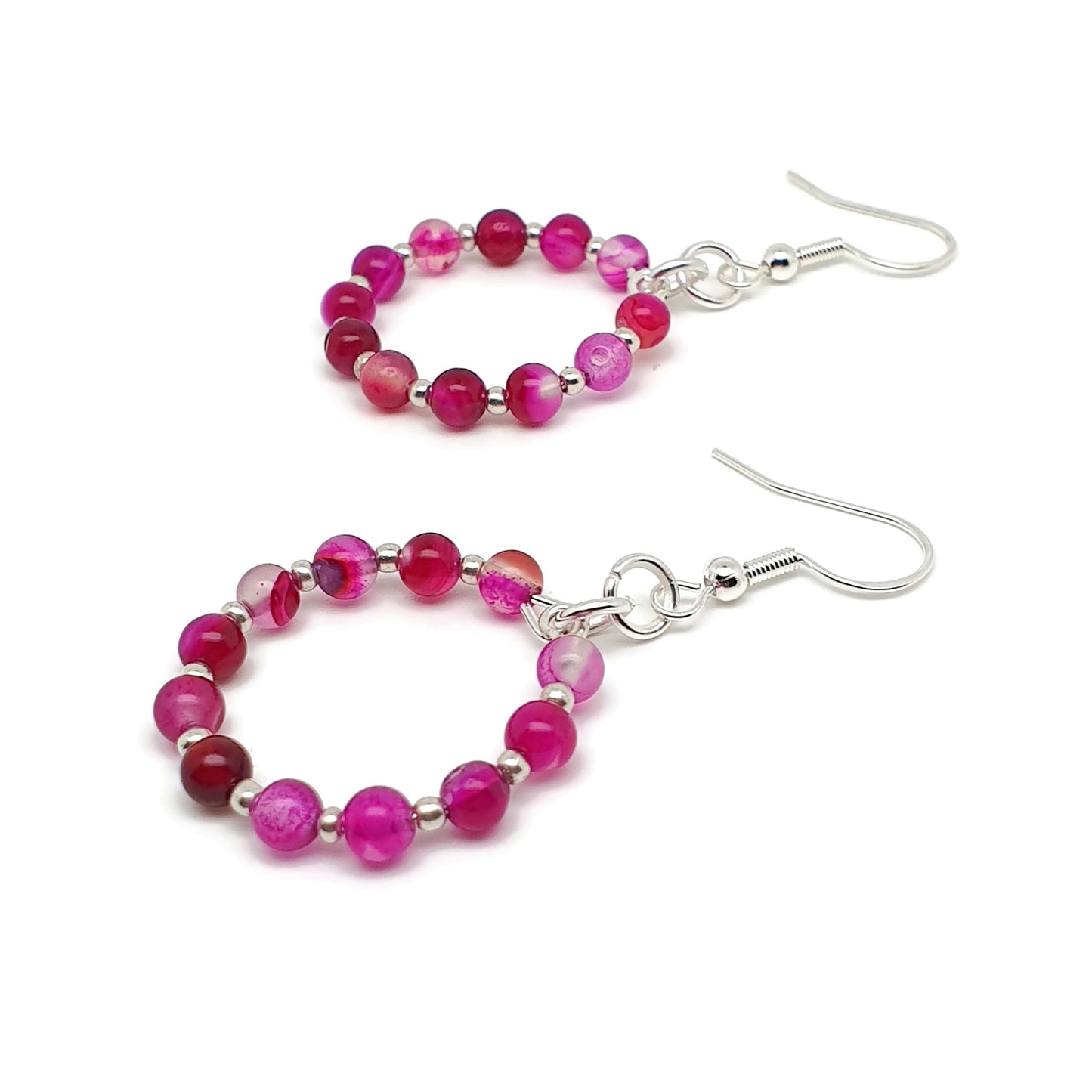 Dangle Drop Beaded Hoop Earrings Natural Gemstone