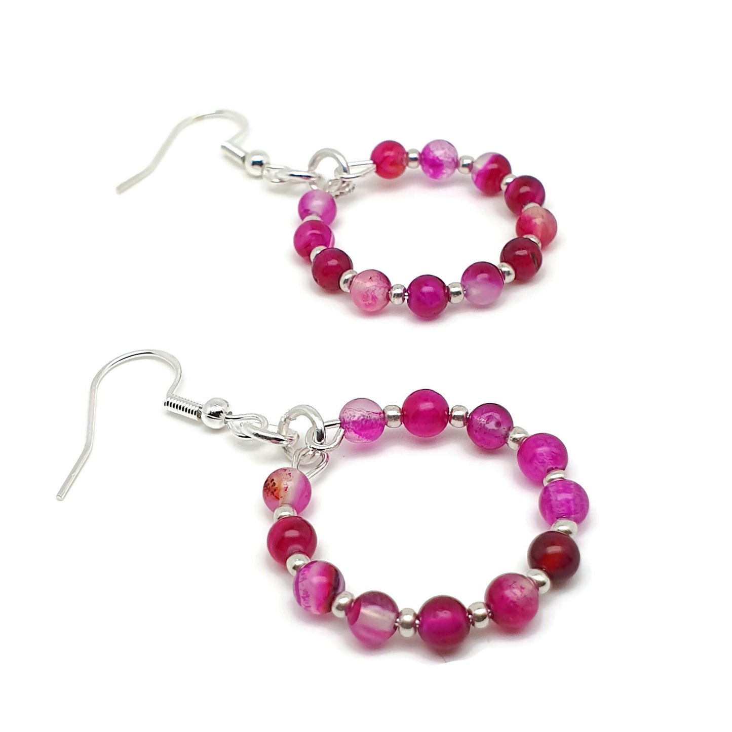 Dangle Drop Beaded Hoop Earrings Natural Gemstone