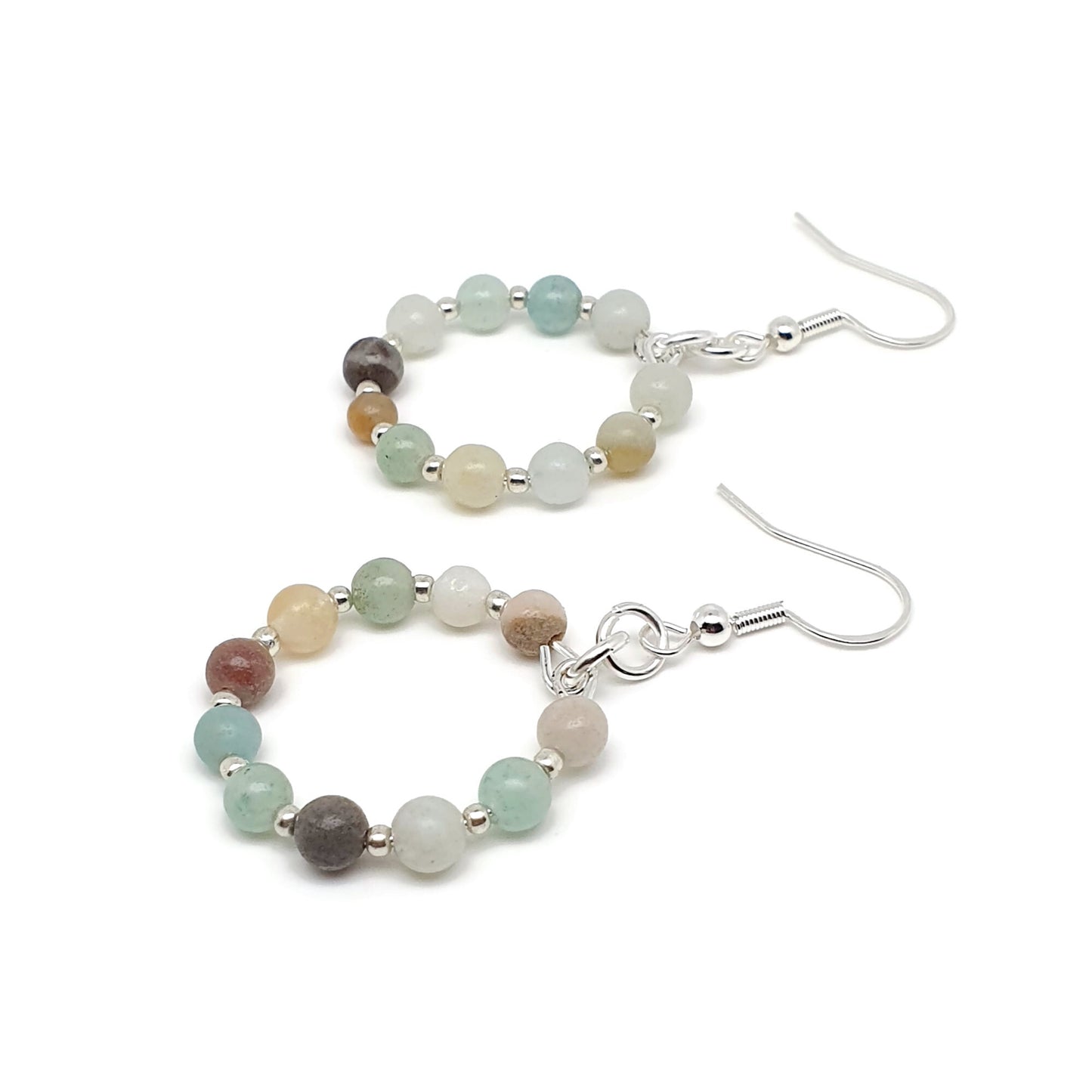 Dangle Drop Beaded Hoop Earrings Natural Gemstone