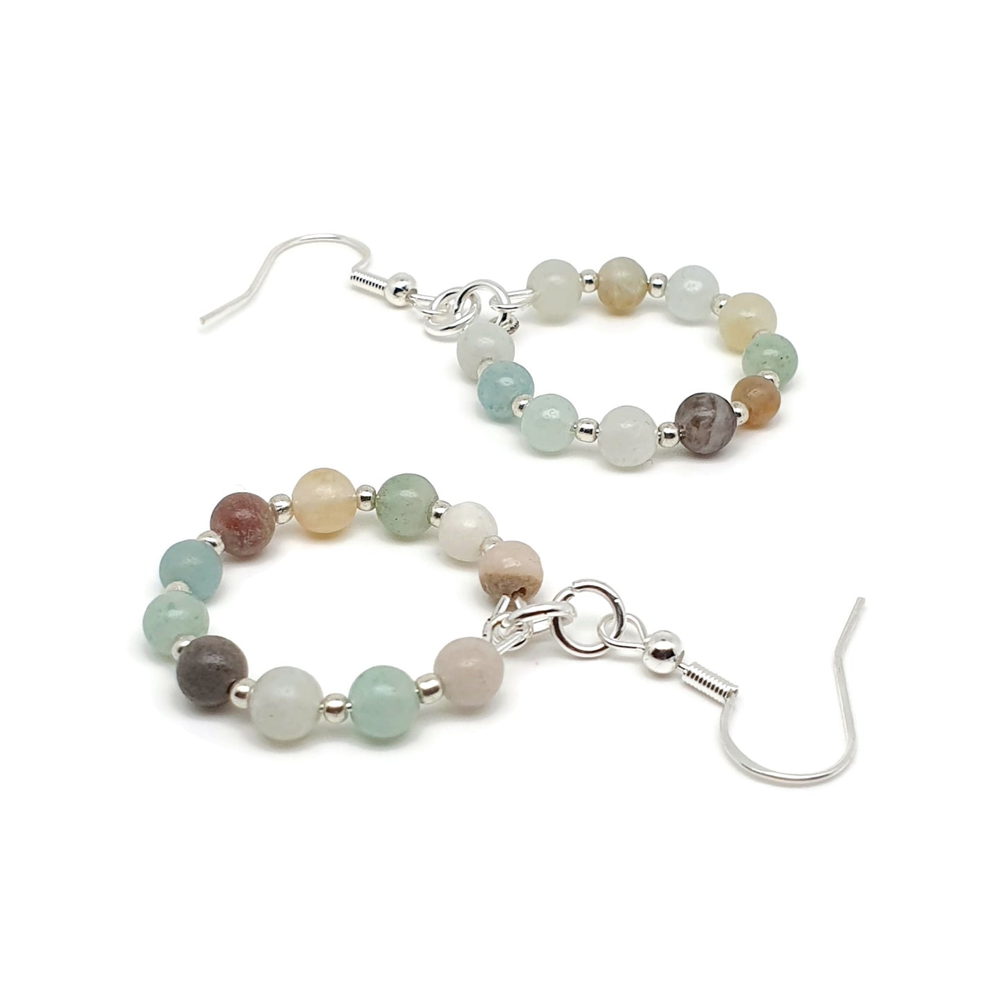 Dangle Drop Beaded Hoop Earrings Natural Gemstone