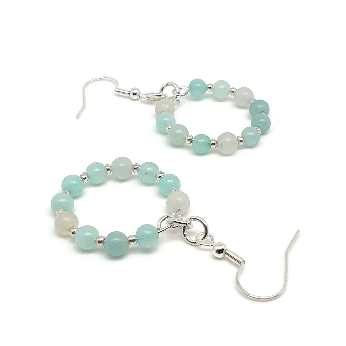 Dangle Drop Beaded Hoop Earrings Natural Gemstone