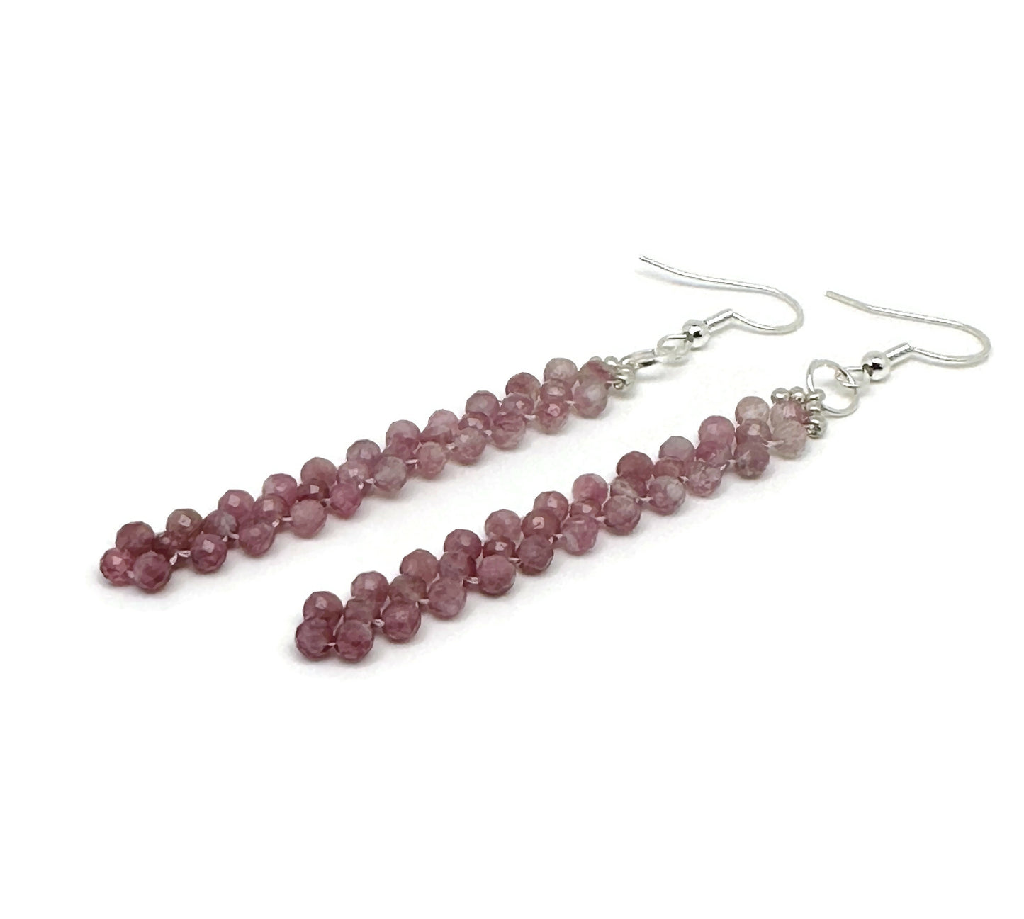 Beaded Gemstone Earrings Long Dangle Drop