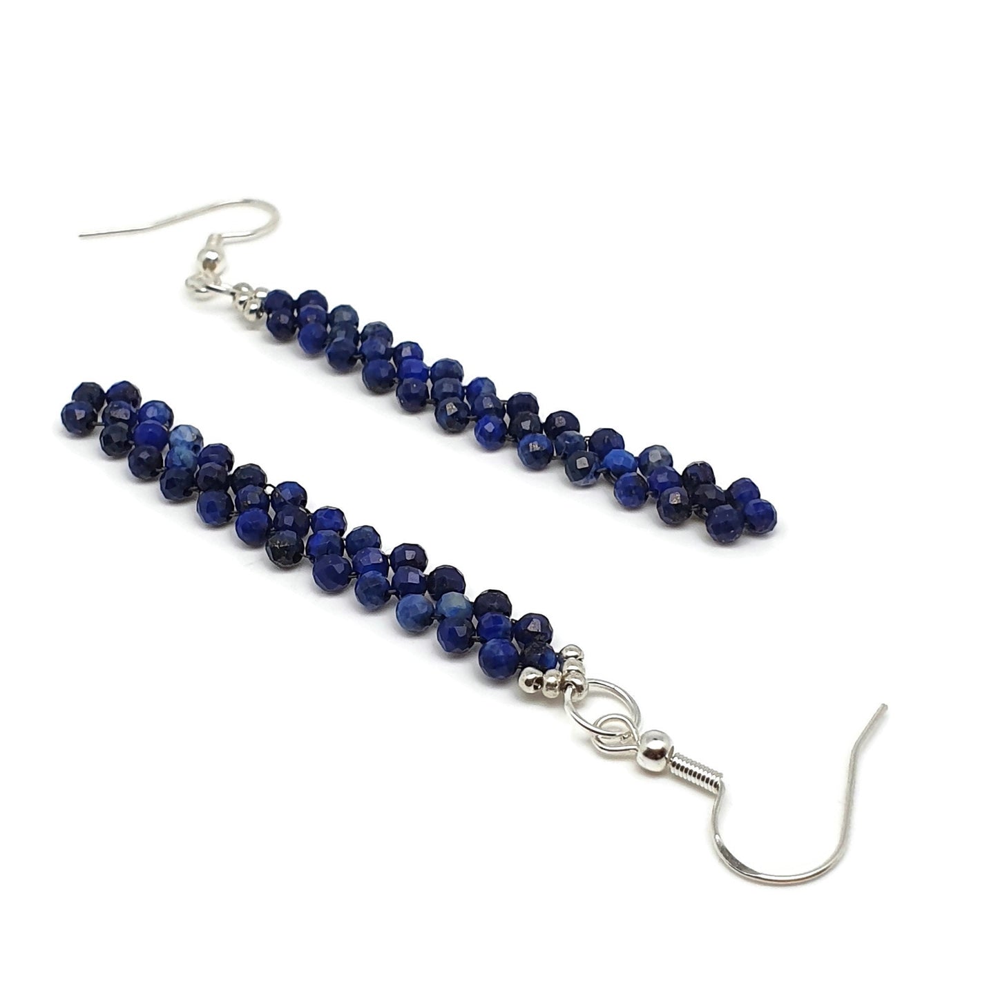 Beaded Gemstone Earrings Long Dangle Drop