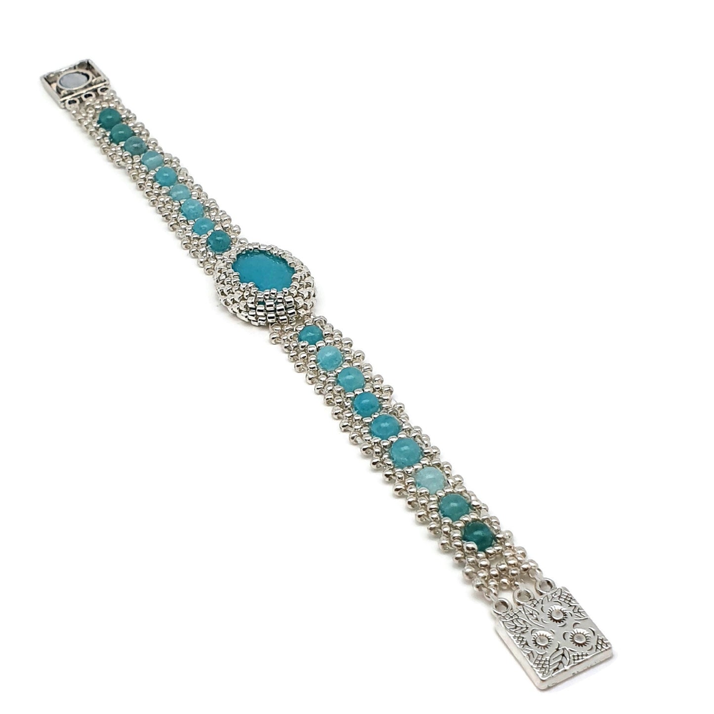 Blue Amazonite Interlaced Watch Bracelet Magnetic Clasp