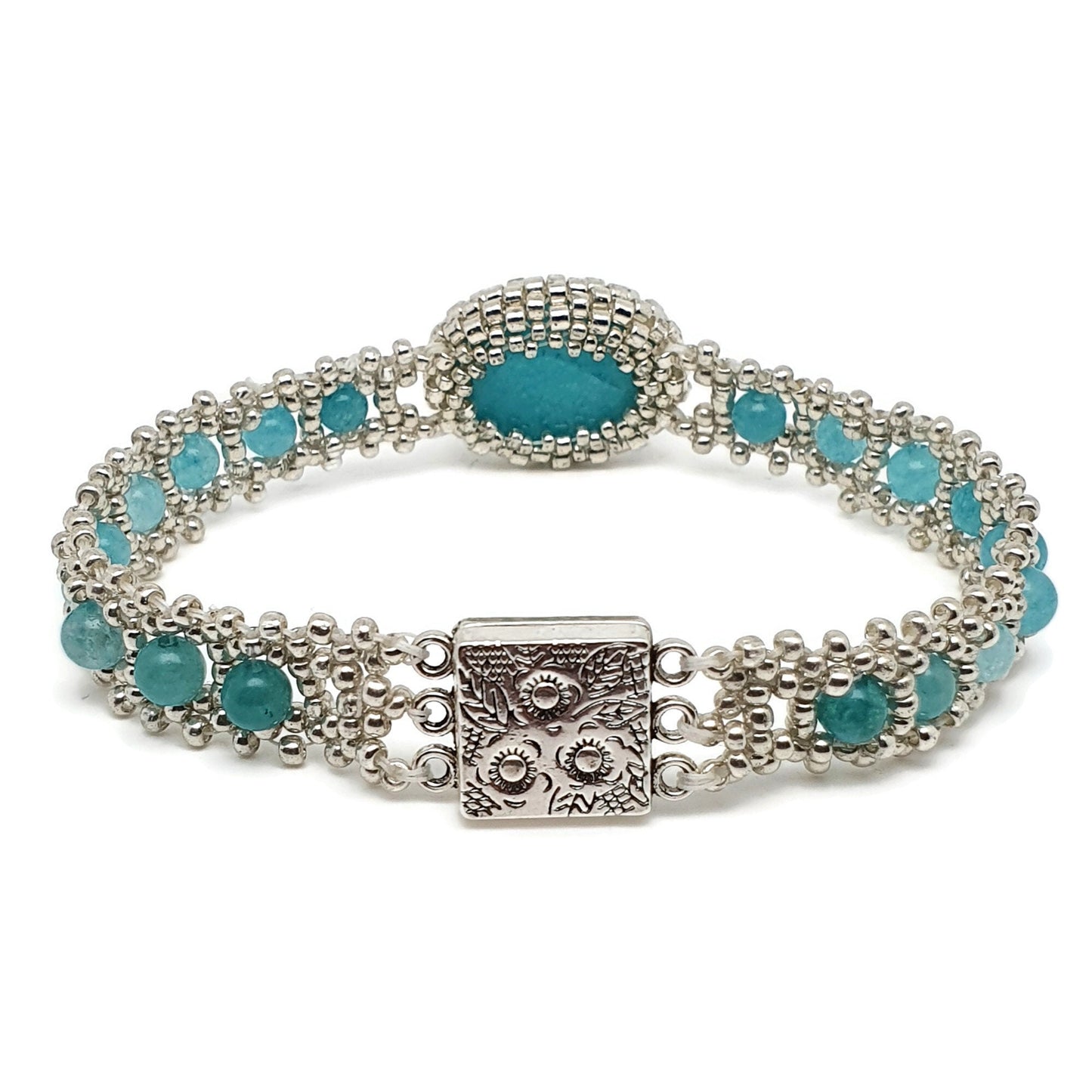 Blue Amazonite Interlaced Watch Bracelet Magnetic Clasp