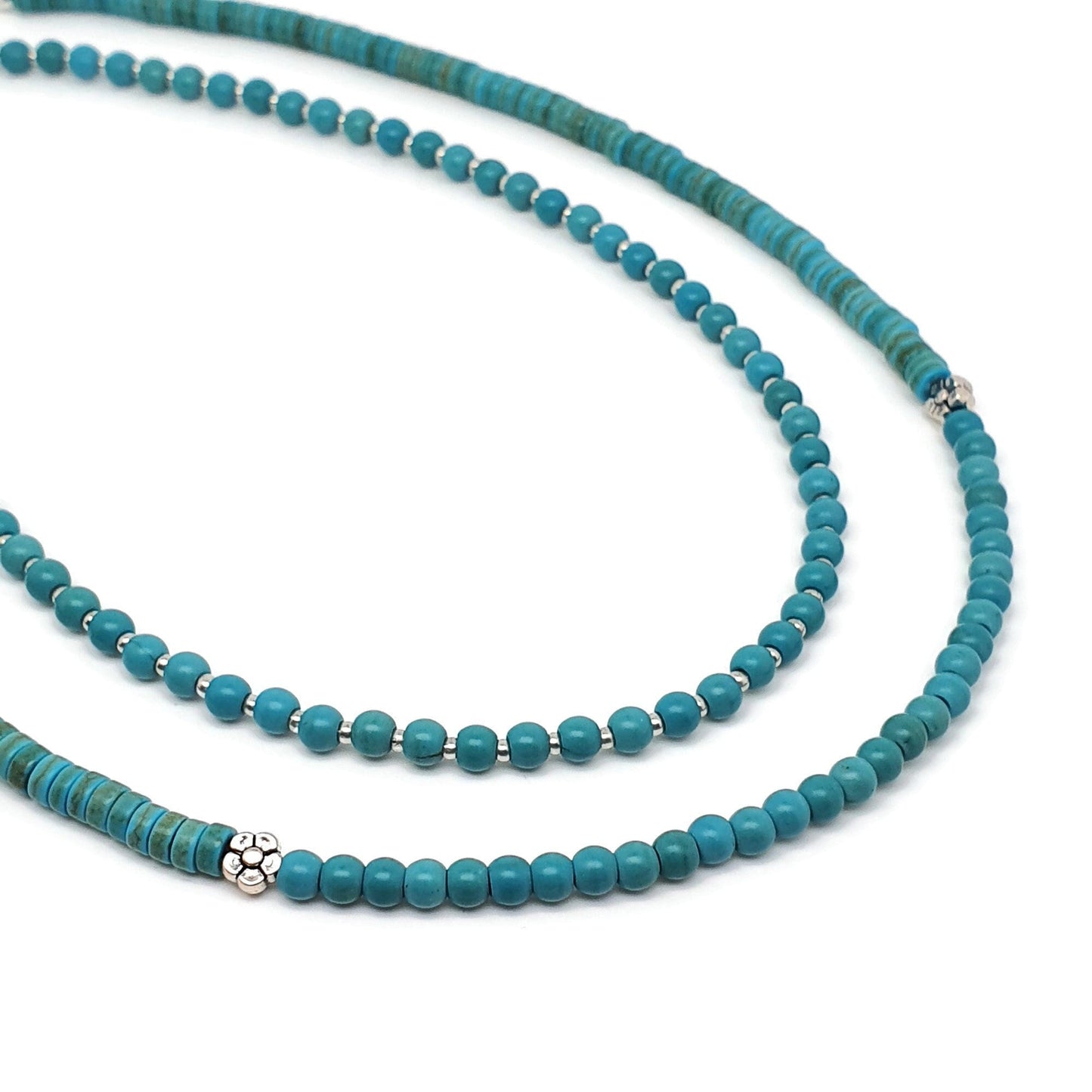 Turquoise Blue Dyed Howlite Collar Boho Beaded Necklace