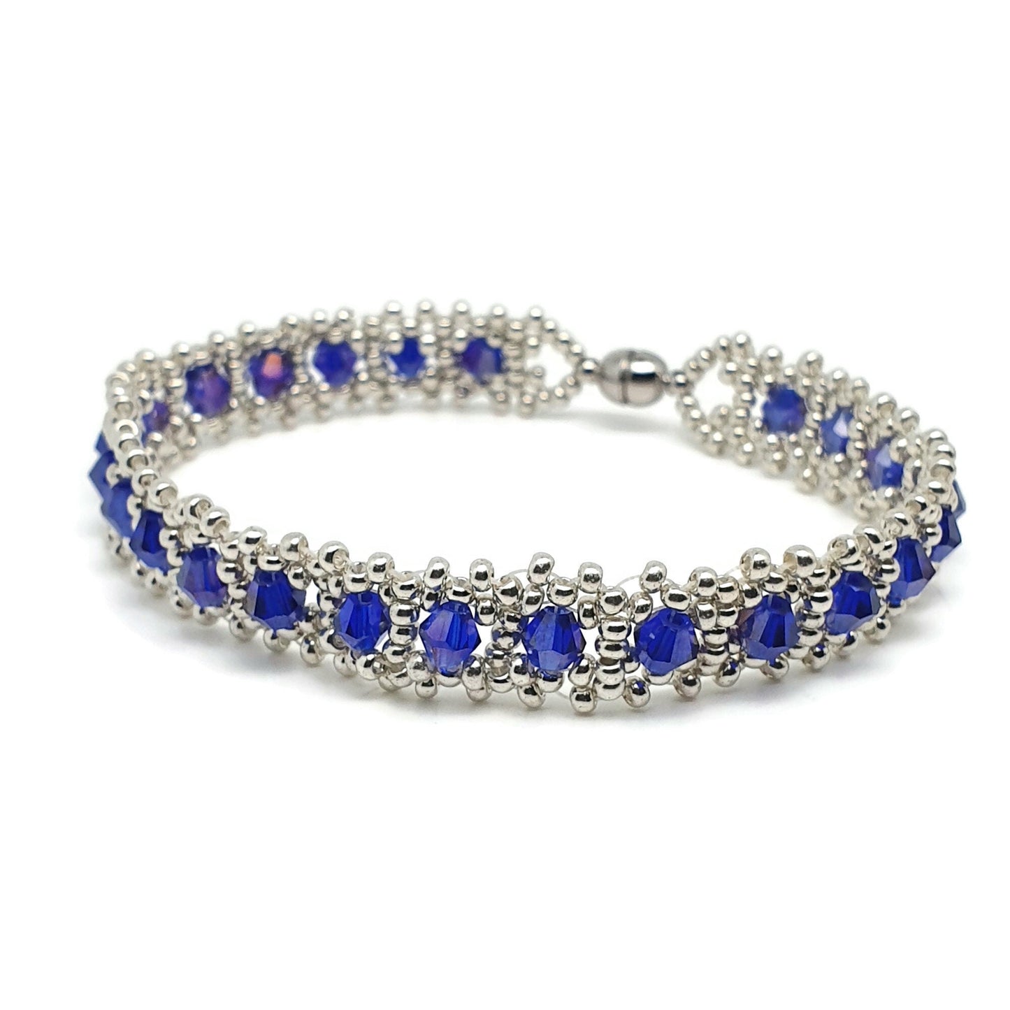 Sparkling Crystal Beaded Iterlaced Bracelet Magnetic Clasp