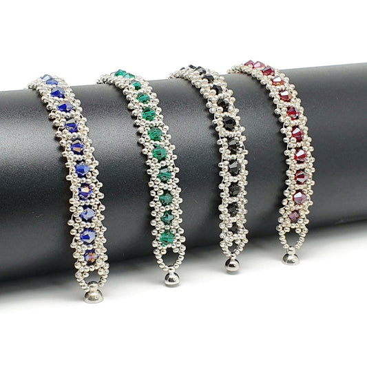 Sparkling Crystal Beaded Iterlaced Bracelet Magnetic Clasp