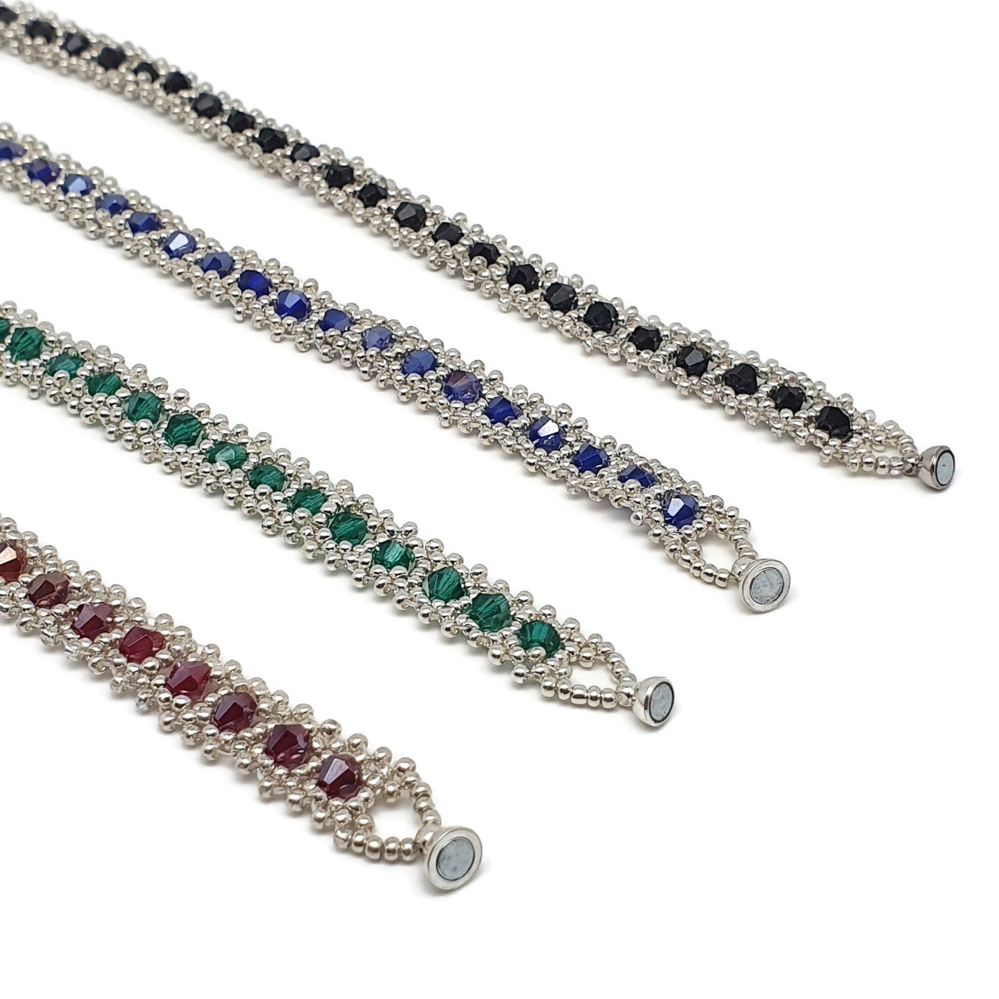 Sparkling Crystal Beaded Iterlaced Bracelet Magnetic Clasp