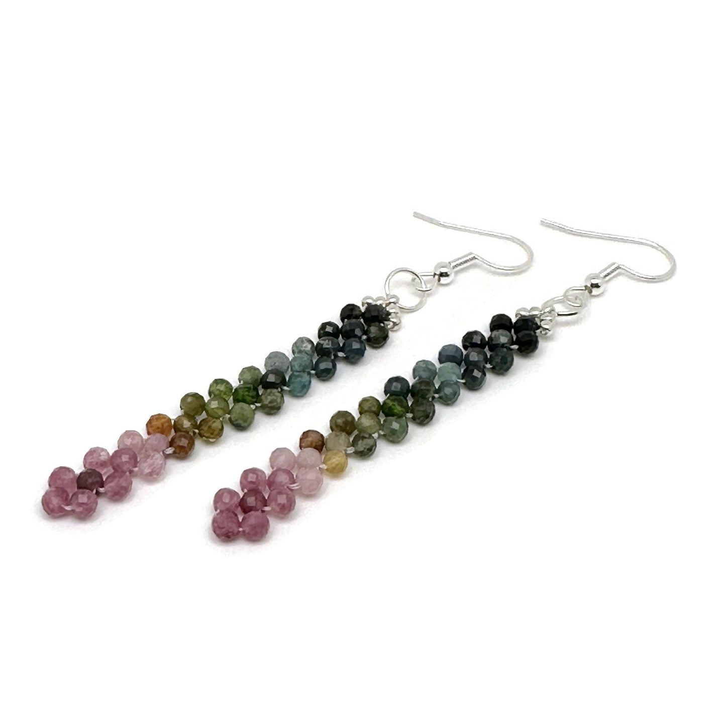 Beaded Gemstone Earrings Long Dangle Drop