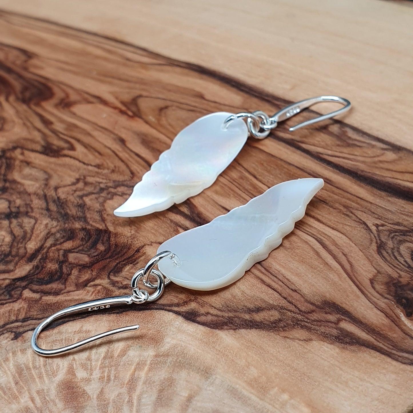 White Leaf Shell Earrings Natural Mother Of Pearl Dangle Drop